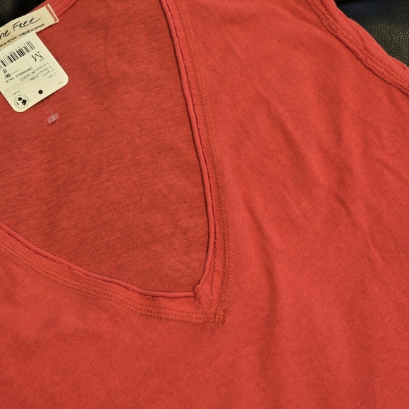 Free People Deep V Coral Oversized Tank Top‎ Size Medium NWT - Picture 6 of 10